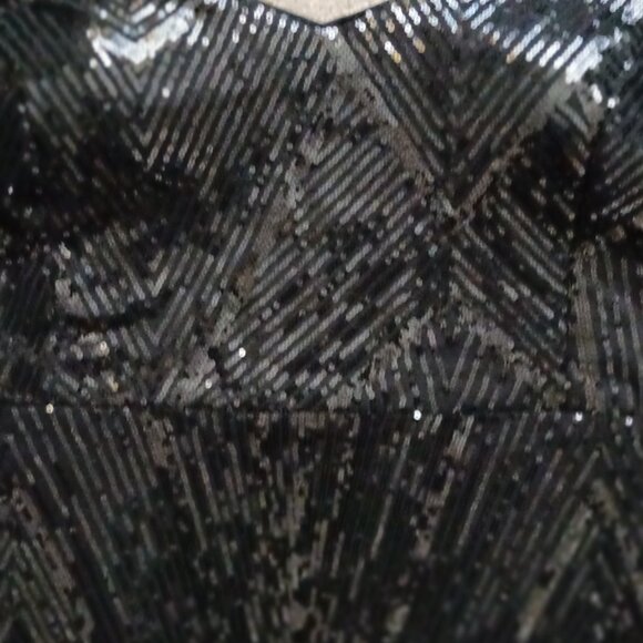 Black Sequin Fringe Sleeve Maxi Dress Plus Size - Picture 6 of 9